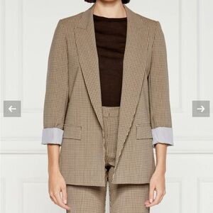 Marella Max Mara Mirna Open Front Stretch Blazer Checkered Size US8  $515
